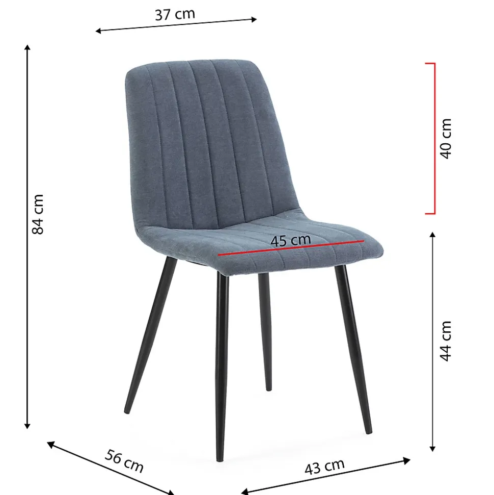 Pack 4 chaises Sagi recouvertes de tissu bleu