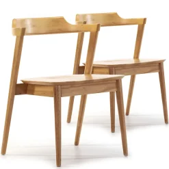 Pack 2 chaises Venus, Couleur Chêne, Bois Massif, 58 cm x 57,5 cm x 76 cm