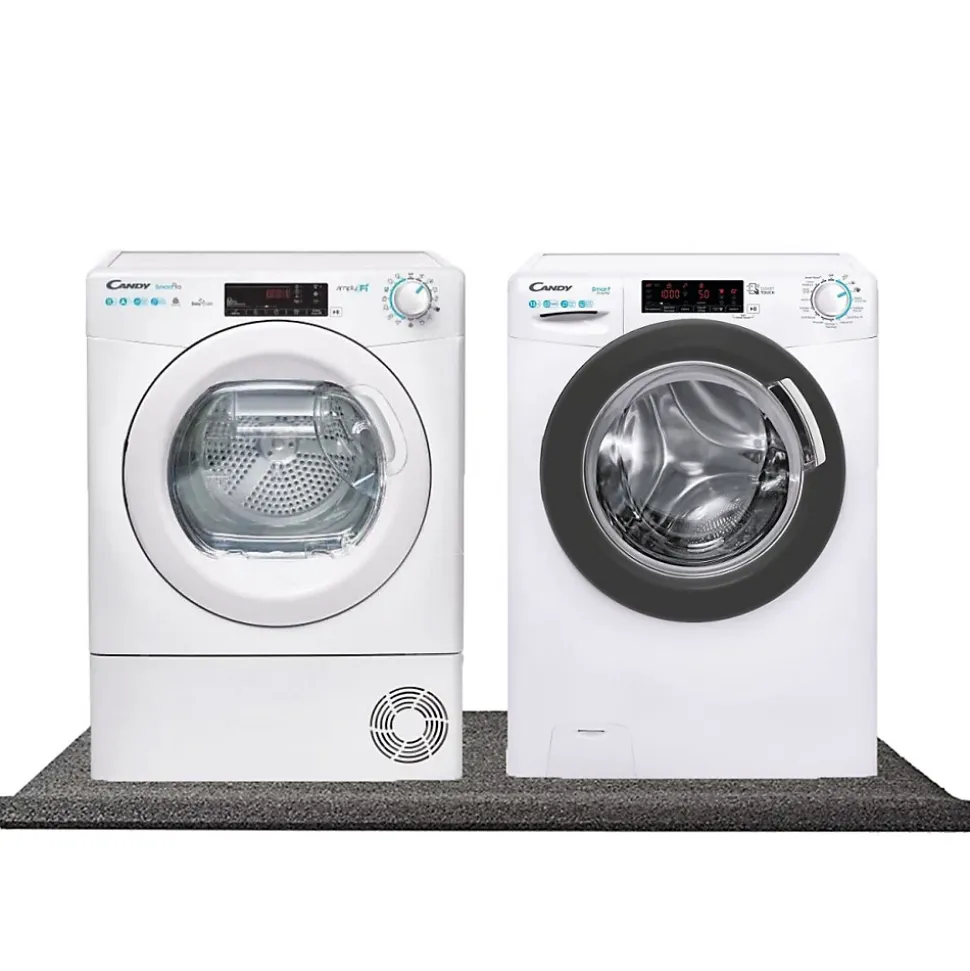 Pack Lave-linge Hublot 13kg 1400trsmin + Sèche-Linge Pompe à Chaleur 11kg + Tapis Anti-Vibration CANDY