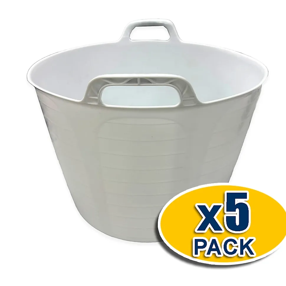 Pack 5 Panier alimentaire flexible avec poignée renforcée (Blanc, 42 L) - Sans BPA. Restaurants, chambres froides, vendanges...