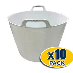Pack 10 Panier alimentaire flexible avec poignée renforcée (Blanc, 42L) - Sans BPA. Restaurants, chambres froides, vendanges...