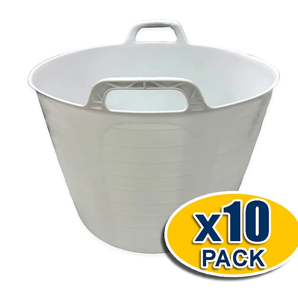 Pack 10 Panier alimentaire flexible avec poignée renforcée (Blanc, 42L) - Sans BPA. Restaurants, chambres froides, vendanges...