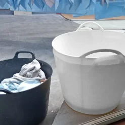 Pack 10 Panier alimentaire flexible avec poignée renforcée (Blanc, 42L) - Sans BPA. Restaurants, chambres froides, vendanges...