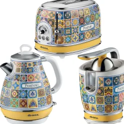 PACK Positano Bouilloire 1.7L + Grille-pain 2 fentes + Presse-agrumes 85W Design Rétro ARIETE