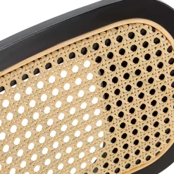 Pack de 2 chaises Boira Noire avec Imitation tissu mouton et rotin synthétique