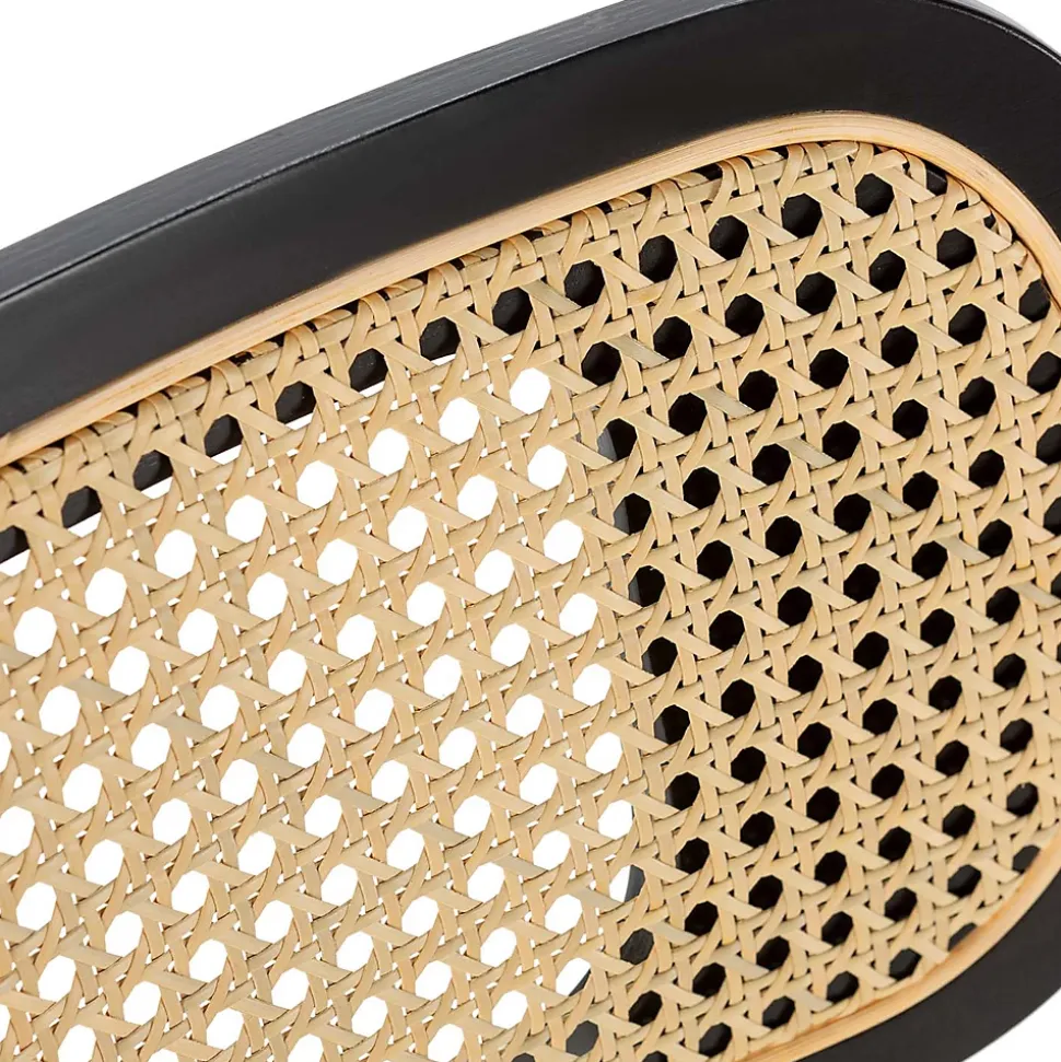 Pack de 2 chaises Boira Noire avec Imitation tissu mouton et rotin synthétique