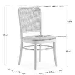 Pack de 2 chaises Vesta Couleur Blanc, Bois Massif et Rotin naturel