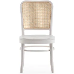 Pack de 2 chaises Vesta Couleur Blanc, Bois Massif et Rotin naturel