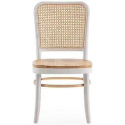 Pack de 2 chaises Vesta Couleur Blanc/chêne, Bois Massif et Rotin naturel