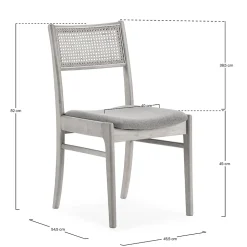 Pack de 2 chaises Vilma Couleur Chêne, Bois Massif et Rotin Naturel