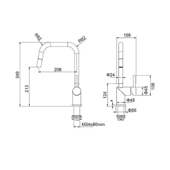 Pack Evier 1 bac avec égouttoir POALGI City Snow + mitigeur avec douchette + bonde noire