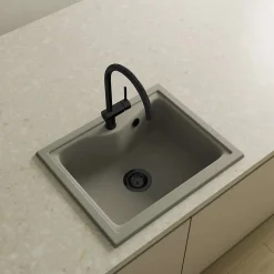 Pack Evier 1 bac POALGI City Ash + mitigeur avec douchette + bonde noire