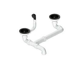 Pack Evier 2 bacs POALGI City Ash + mitigeur avec douchette + bonde noire