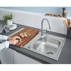 Pack évier + mitigeur GROHE - Bau K200 45-S - 1 bac - Inox AISI 304 - Mitigeur BauEdge