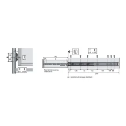 Paire de coulisses HETTICH KA5632 L.700 mm - sortie totale - charge 45 kg - largeur d'installation 12,7 mm