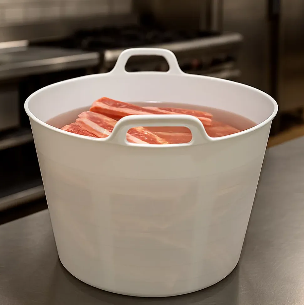 Panier alimentaire flexible avec poignée renforcée (Blanc, 42 L) - Sans BPA. Restaurants, chambres froides, vendanges