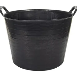 Panier avec poignées renforcées (Noir, 42L). Flexible et résistante : jardinage, construction, blanchisserie, agriculture