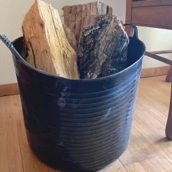 Panier avec poignées renforcées (Noir, 42L). Flexible et résistante : jardinage, construction, blanchisserie, agriculture