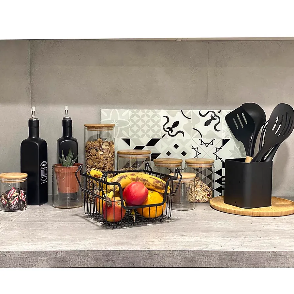 Panier de rangement filaire en métal noir l. 26 cm