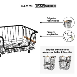 Panier en métal empilable Blackwood moyen format - Noir- 5five