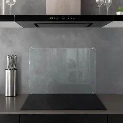 Panneau de cuisine en verre Tulup 60x40 cm protection transparente avec fixation par clips