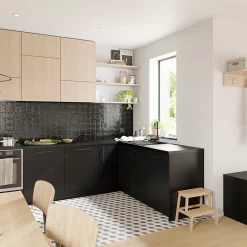 Panneau de finition îlot Goodhome Stevia noir H. 89 cm x l. 200 cm x Ep. 18 mm