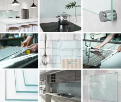 Panneau de protection transparent Tulup 120x60 cm pour cuisine avec fixations