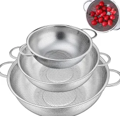Passoire à pâtes en acier inoxydable 28cm,22cm,19 cm, 3 pièces