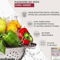 Passoire inox 24 cm avec anses Fackelmann