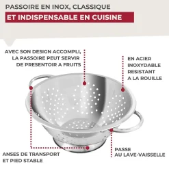 Passoire inox 24 cm avec anses Fackelmann