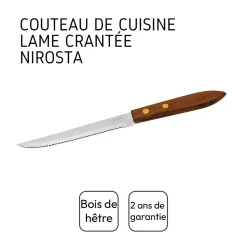Petit couteau de cuisine avec manche en bois 21 cm Nirosta