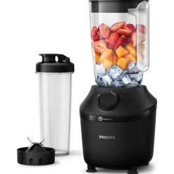 PHILIPS Blender Daily HR2041/41, 450W, 4 lames ProBlend 4, Bol plastique de 1,9L, Gourde, 1 vitesse + pulse, Noir
