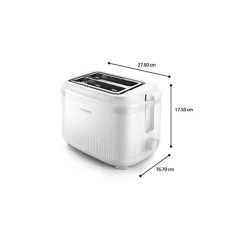 Philips Grille-pain avec réchauffe-viennoiseries série 3000, 900 W, blanc (HD2511/00)