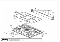 Piano de cuisson gaz 115 L L. 60 x H. 90 cm CX90GM Smeg inox
