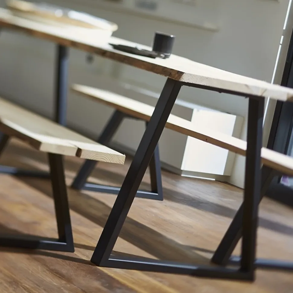 Pied de banc en trapèze Mottez en acier noir H. 40 cm