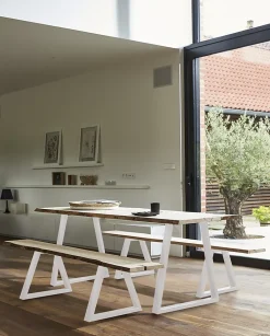 Pied de banc modèle trapèze Mottez H. 40 cm métal blanc