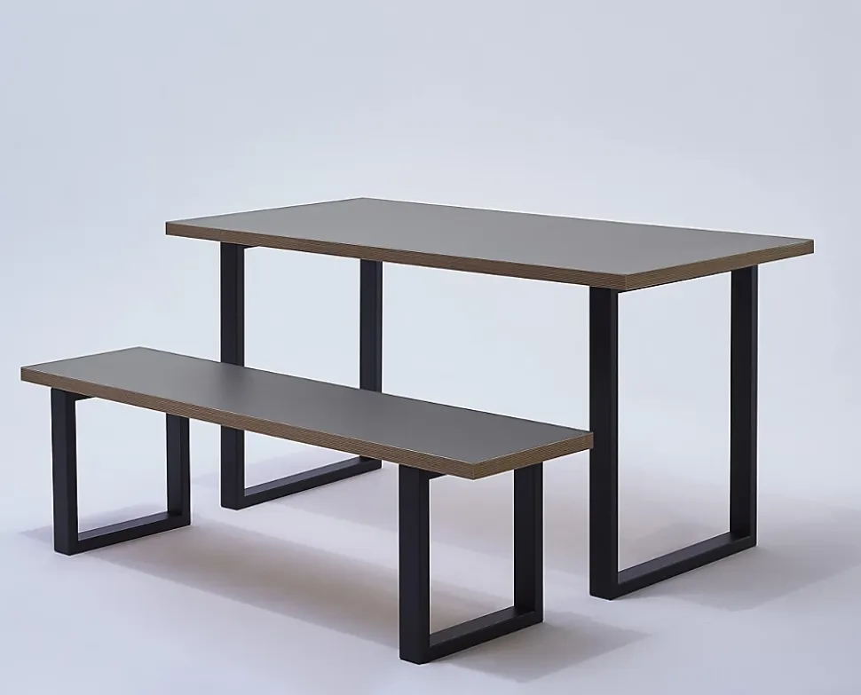 Pied de banc rectangulaire Mottez en acier noir H. 40 cm