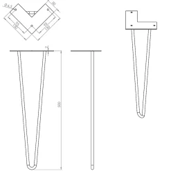 Pied de meuble filaire H. 50 cm Cime acier blanc