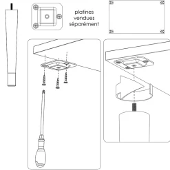 Pied de meuble fuseau en bois noir et doré Cime H. 37 cm