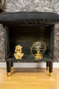 Pied de meuble fuseau en bois noir et doré Cime H. 16 cm