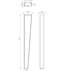 Pied de meuble triangle en acier noir H. 71 cm