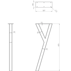 Pied de meuble Yes H. 87 cm Cime acier noir