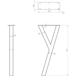Pied de meuble Yes H. 71 cm Cime acier noir