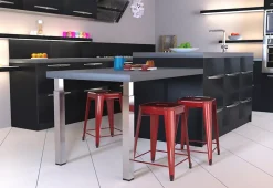 Pied de plan de travail carré en acier chromé Cime Zoom H. 70 / 110