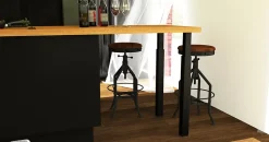 Pied de plan de travail carré en acier époxy noir Cime Zoom H. 70 / 110 cm