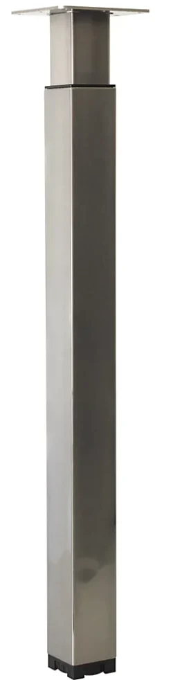 Pied de plan de travail carré en acier époxy nickelé brossé Cime Zoom H. 70 / 110 cm