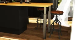 Pied de plan de travail carré en acier époxy nickelé brossé Cime Zoom H. 70 / 110 cm