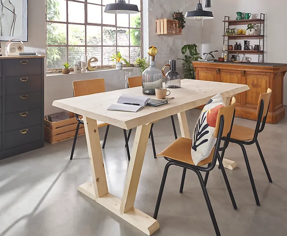 Pied de table bois brut L.79 x 7 H.4 cm