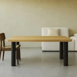 Pied de table colonne RAPHAEL en acier tube Rond droit large Noir H 71 x l 16 cm