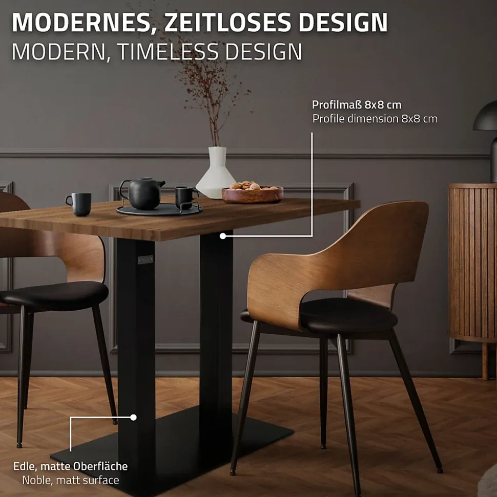 Pied de table double ML-Design hauteur 72 cm noir mat métal acier thermolaqué design industriel